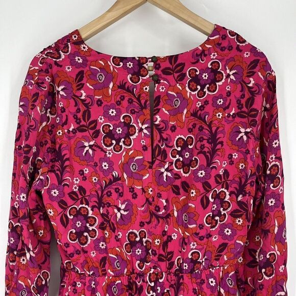 Maeve Anthropologie Dress Size Medium Women Pink Purple Floral Print Wrap Mini - Picture 6 of 9